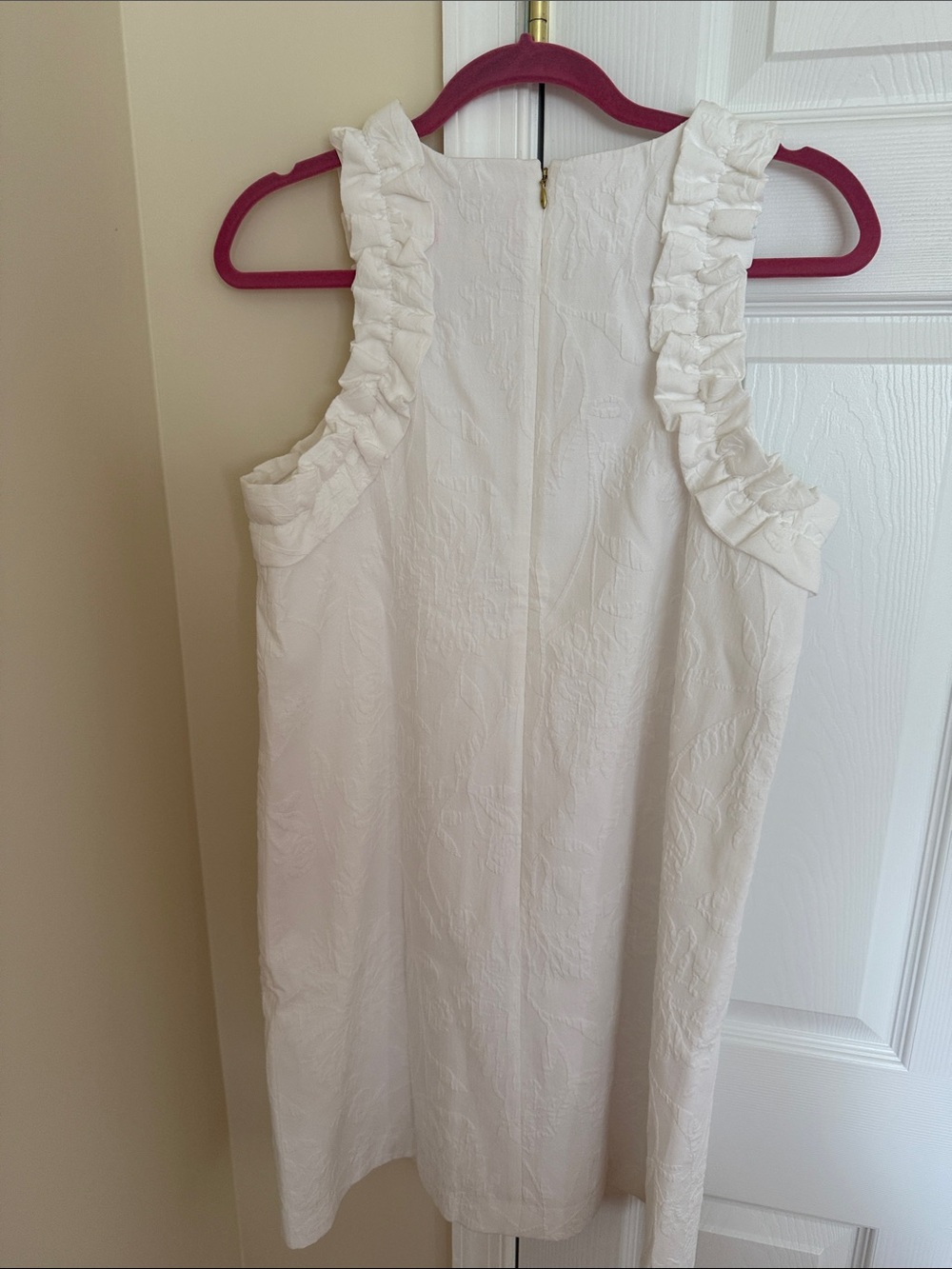💕EUC Lilly Pulitzer Kailee Floral Jacquard White Dress with Hot Pink Label - Picture 4 of 8